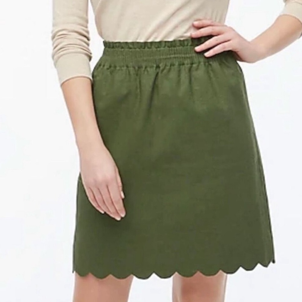 J Crew Kelly green scalloped city skirt 4 Anthropologie $79
